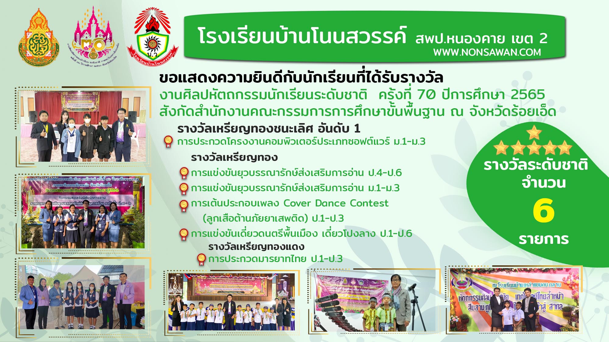 รางวัลระดับชาติ งานศิลปหัตถกรรมนักเรียนระดับชาติ ปีการศึกษา 2565